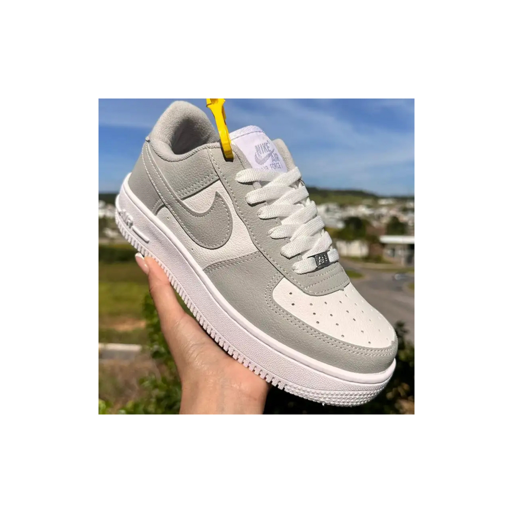 Nike Air Force 1 Branco Cinza Premium - Feminino